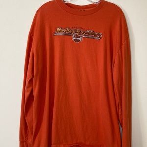 Long Sleeve Orange Harley-Davidson T-Shirt